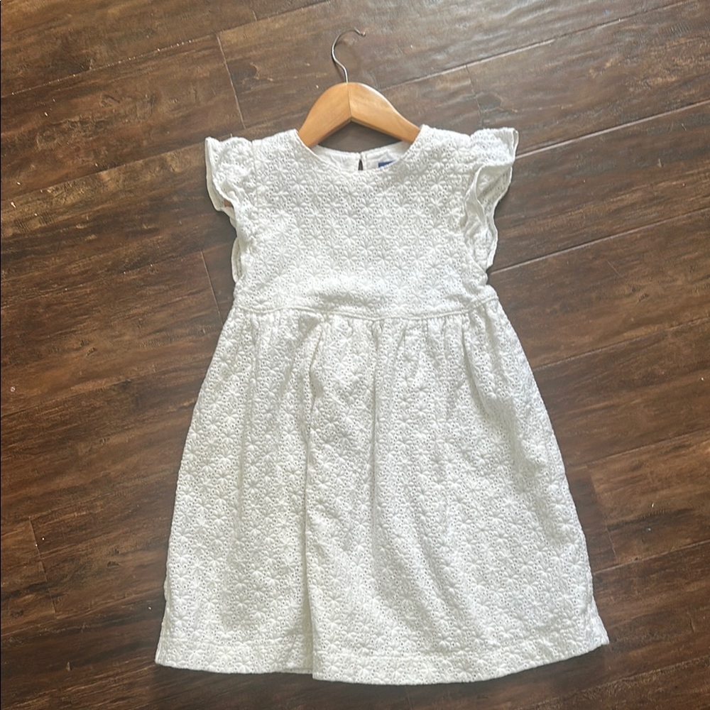 White Textured Girls' Dress
